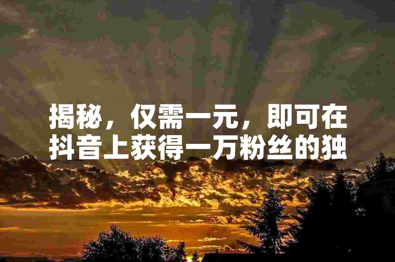 揭秘，仅需一元，即可在抖音上获得一万粉丝的独家技巧！