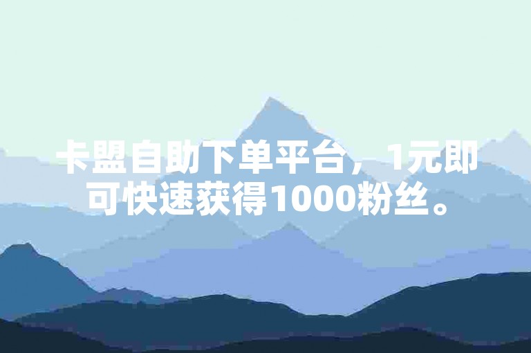卡盟自助下单平台，1元即可快速获得1000粉丝。