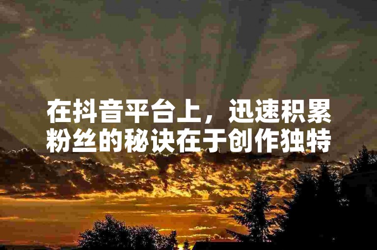 在抖音平台上，迅速积累粉丝的秘诀在于创作独特且引人入胜的内容，同时积极与观众互动，保持内容的持续更新和多样性。