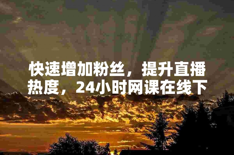 快速增加粉丝，提升直播热度，24小时网课在线下单平台助你轻松实现。