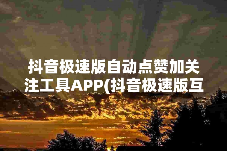 抖音极速版自动点赞加关注工具APP(抖音极速版互粉软件官方版)