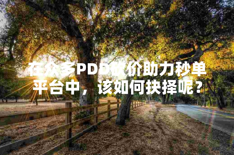 在众多PDD砍价助力秒单平台中，该如何抉择呢？
