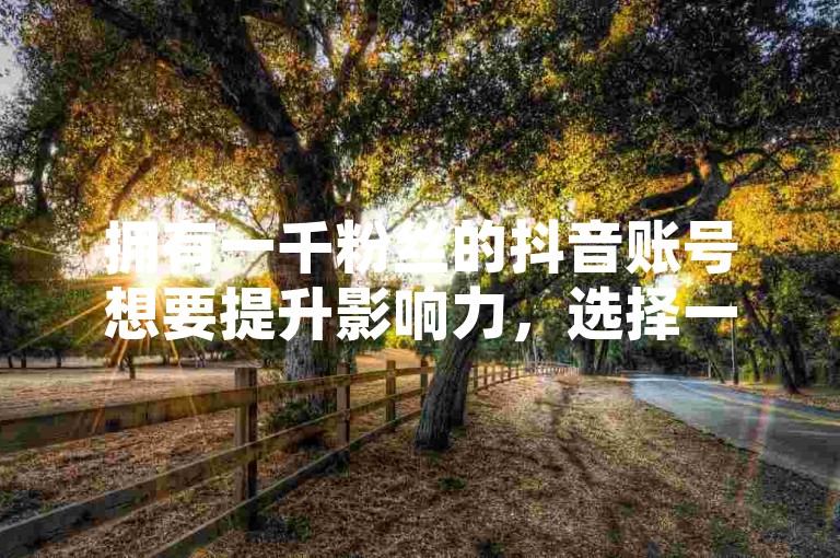 拥有一千粉丝的抖音账号想要提升影响力，选择一个高效的网红助手平台至关重要。