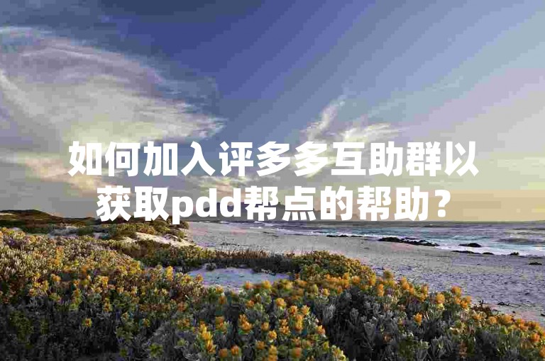 如何加入评多多互助群以获取pdd帮点的帮助？