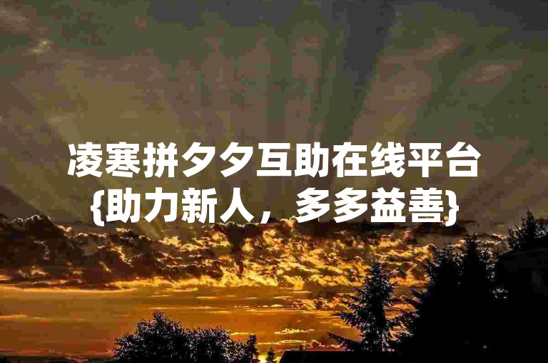 凌寒拼夕夕互助在线平台{助力新人，多多益善}