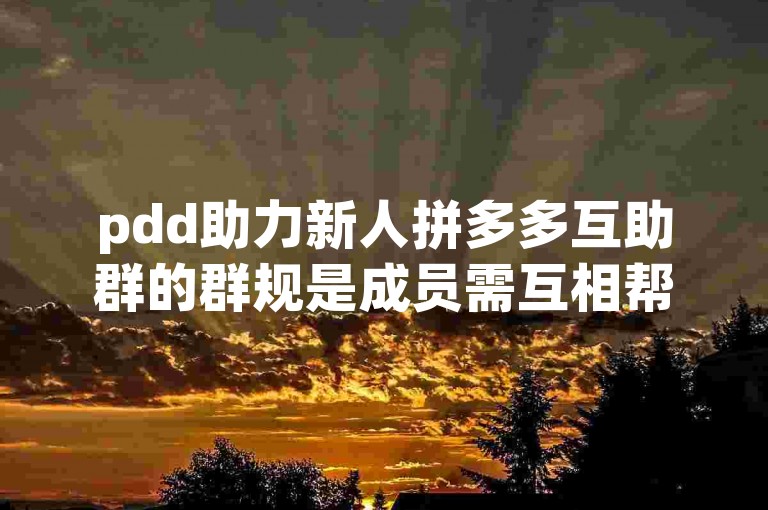 pdd助力新人拼多多互助群的群规是成员需互相帮助，共同完成助力任务。