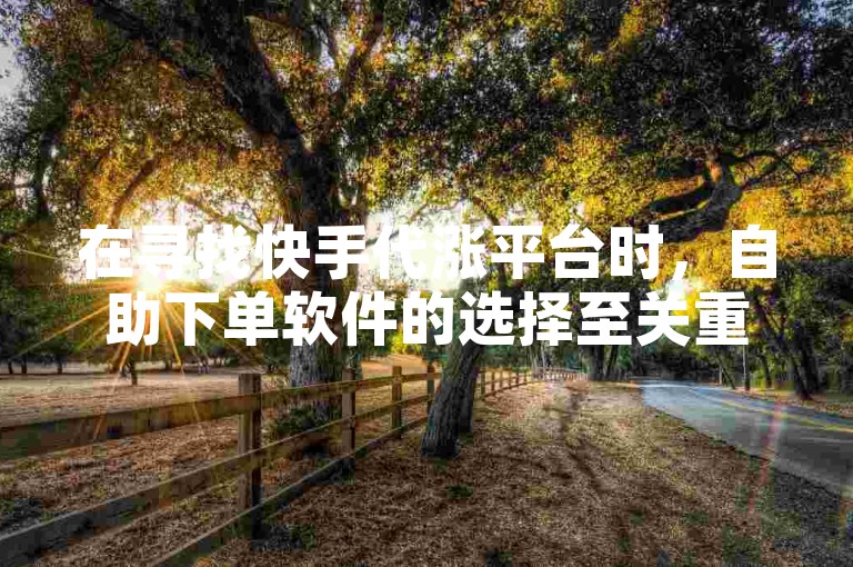 在寻找快手代涨平台时，自助下单软件的选择至关重要。