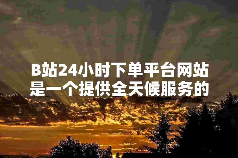 B站24小时下单平台网站是一个提供全天候服务的网站，方便用户随时进行下单操作。