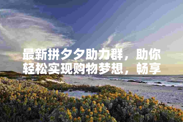 最新拼夕夕助力群，助你轻松实现购物梦想，畅享零元购。