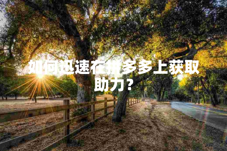 如何迅速在拼多多上获取助力？