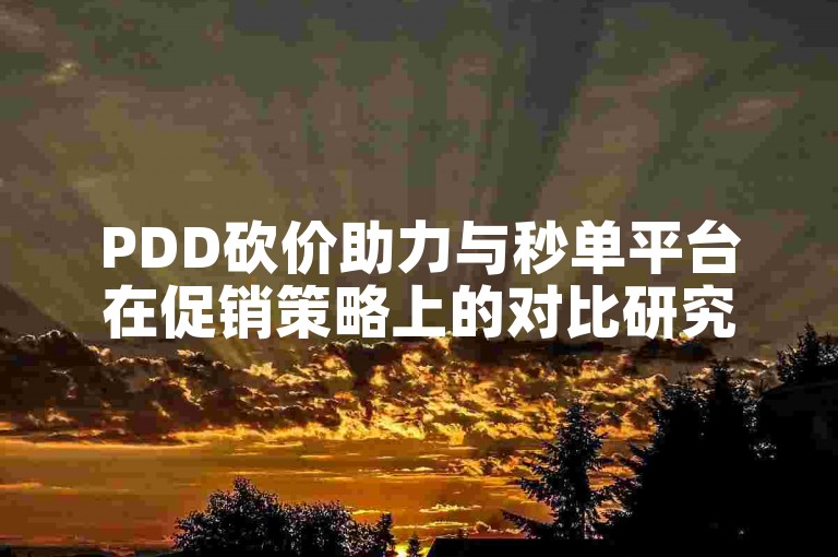 PDD砍价助力与秒单平台在促销策略上的对比研究。