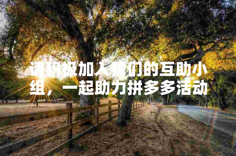 请积极加入我们的互助小组，一起助力拼多多活动。