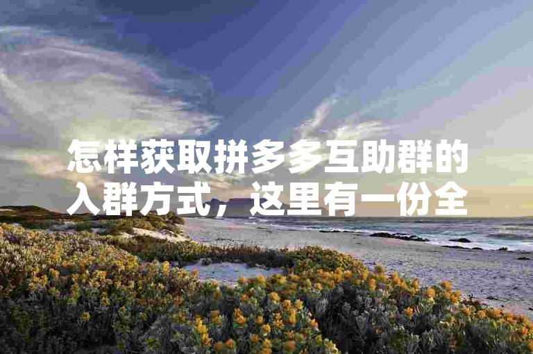 怎样获取拼多多互助群的入群方式，这里有一份全面的指导手册。