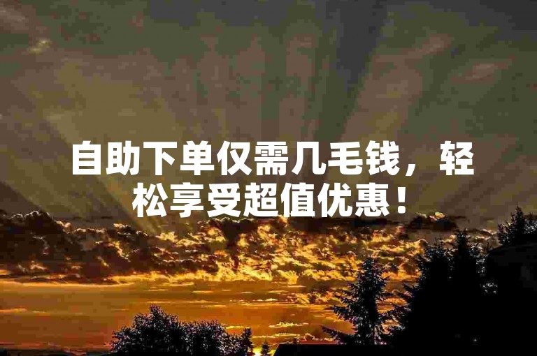 自助下单仅需几毛钱，轻松享受超值优惠！
