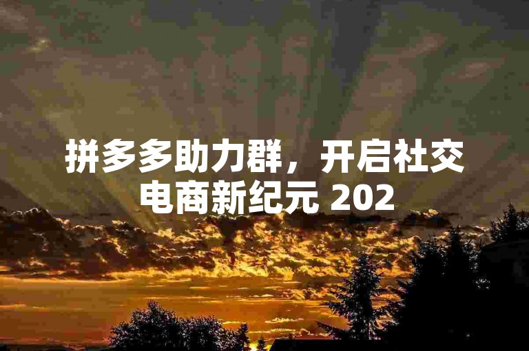 拼多多助力群，开启社交电商新纪元 2025展望