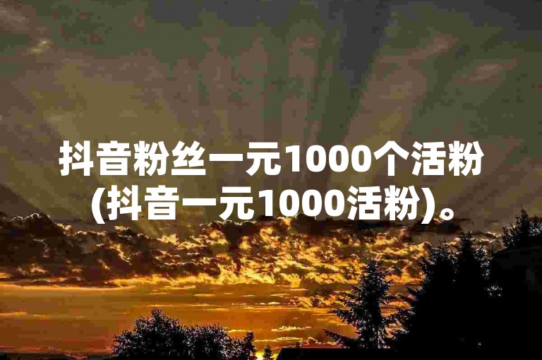 抖音粉丝一元1000个活粉(抖音一元1000活粉)。