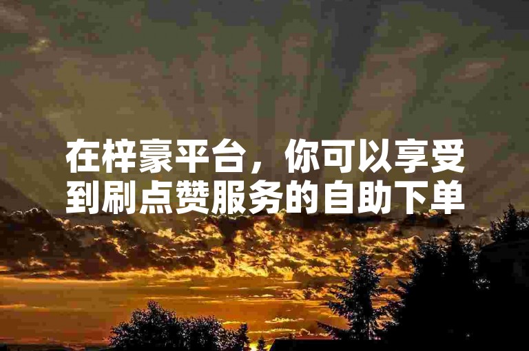 在梓豪平台，你可以享受到刷点赞服务的自助下单，价格实惠且操作便捷。