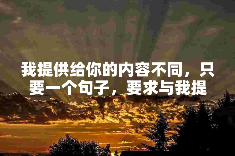 我提供给你的内容不同，只要一个句子，要求与我提供给你的内容不同。