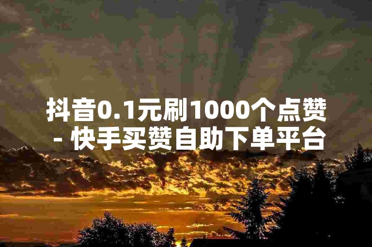 抖音0.1元刷1000个点赞 - 快手买赞自助下单平台ln