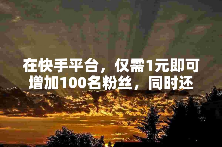 在快手平台，仅需1元即可增加100名粉丝，同时还能每日领取高达100,000个赞的名片，实现自助式的粉丝增长。