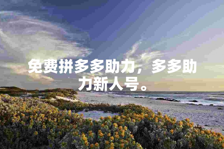 免费拼多多助力，多多助力新人号。