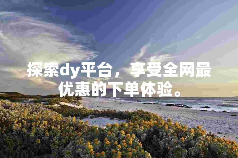 探索dy平台，享受全网最优惠的下单体验。