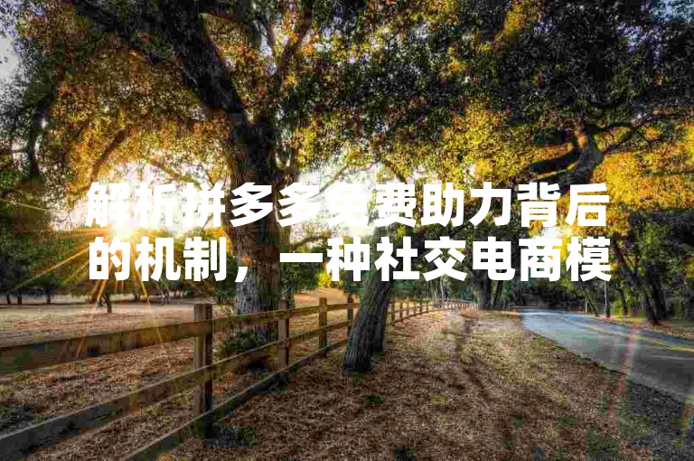 解析拼多多免费助力背后的机制，一种社交电商模式的革新之旅。