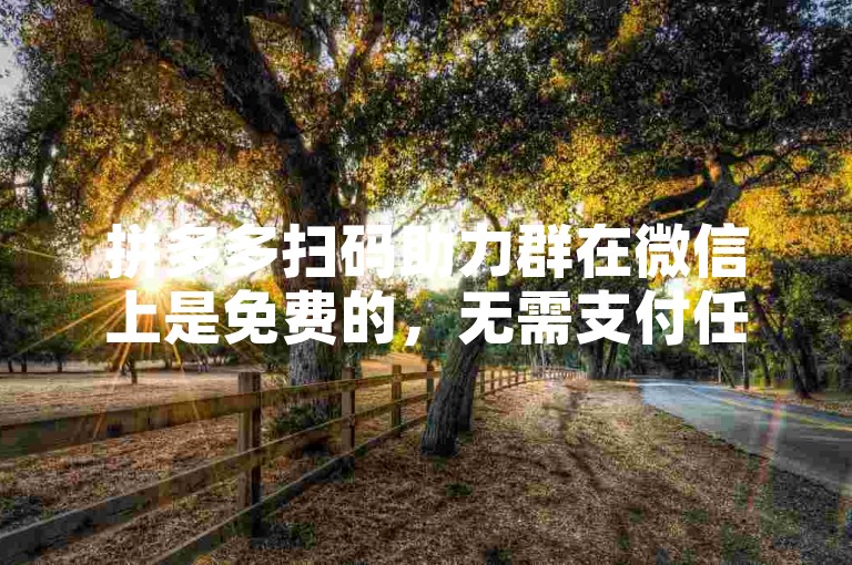 拼多多扫码助力群在微信上是免费的，无需支付任何费用。
