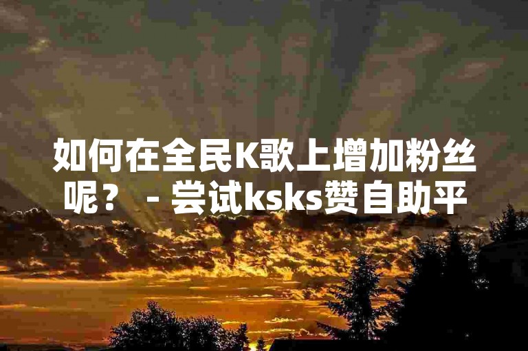 如何在全民K歌上增加粉丝呢？ - 尝试ksks赞自助平台进行业务下单。
