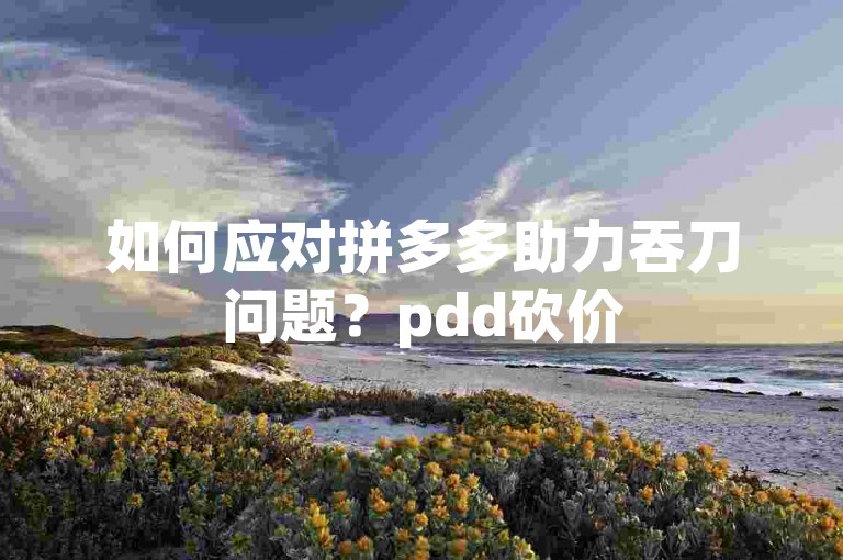 如何应对拼多多助力吞刀问题？pdd砍价