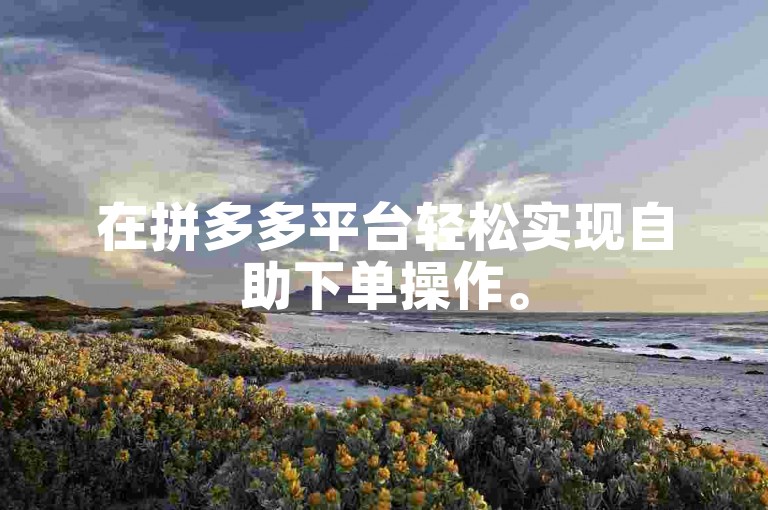 在拼多多平台轻松实现自助下单操作。