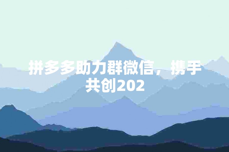 拼多多助力群微信，携手共创2025年购物新风尚。