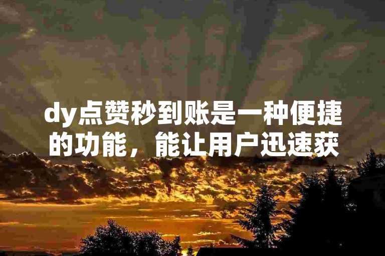 dy点赞秒到账是一种便捷的功能，能让用户迅速获得点赞反馈。