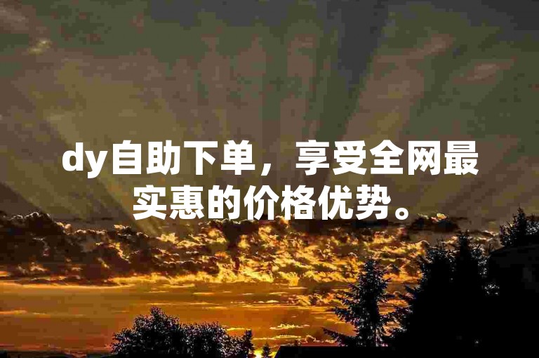 dy自助下单，享受全网最实惠的价格优势。