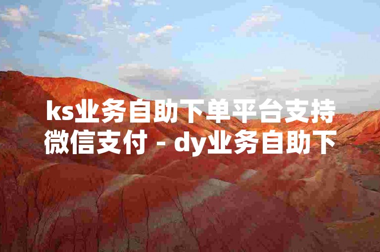 ks业务自助下单平台支持微信支付 - dy业务自助下单网址支付宝支付