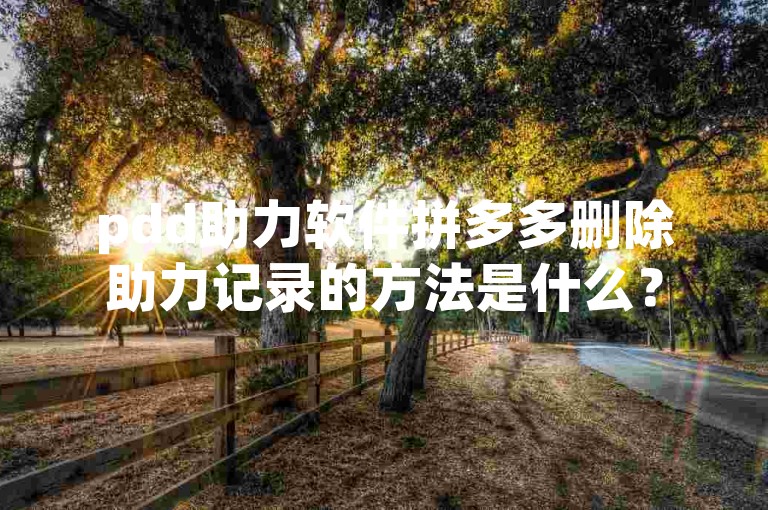 pdd助力软件拼多多删除助力记录的方法是什么？