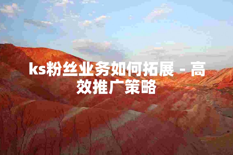 ks粉丝业务如何拓展 - 高效推广策略