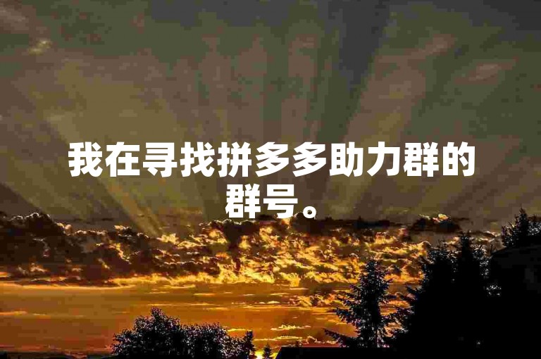 我在寻找拼多多助力群的群号。