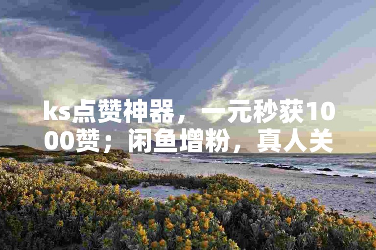 ks点赞神器，一元秒获1000赞；闲鱼增粉，真人关注助力。