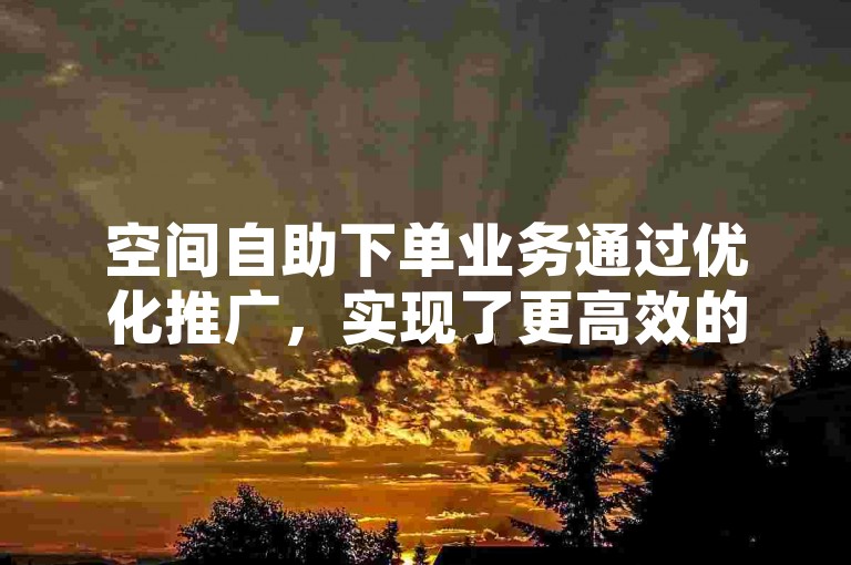 空间自助下单业务通过优化推广，实现了更高效的服务流程。