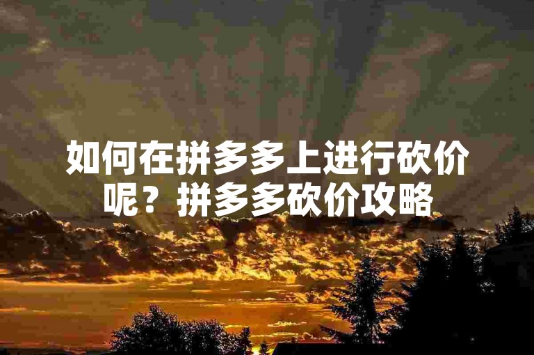 如何在拼多多上进行砍价呢？拼多多砍价攻略