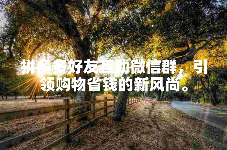 拼多多好友互助微信群，引领购物省钱的新风尚。