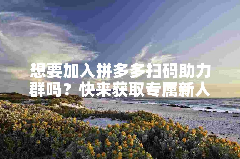 想要加入拼多多扫码助力群吗？快来获取专属新人号，一起享受互助的乐趣吧！