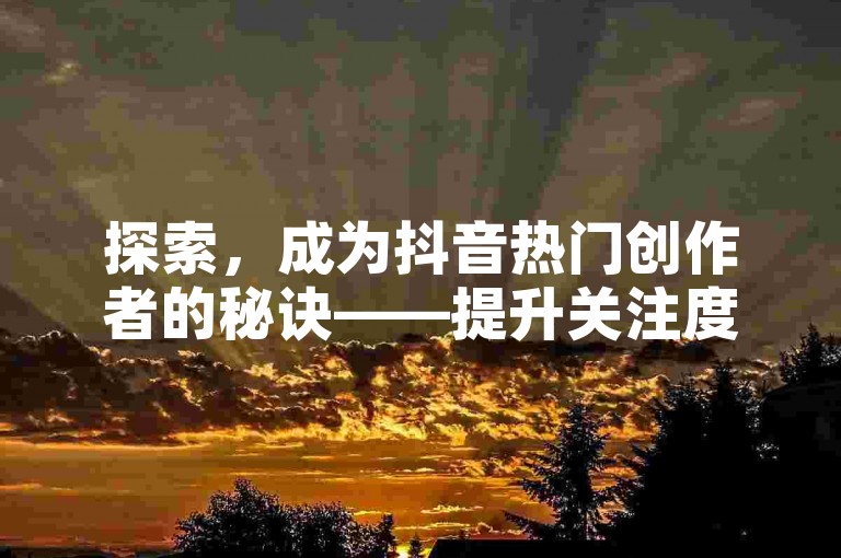 探索，成为抖音热门创作者的秘诀——提升关注度的有效方法与实践。