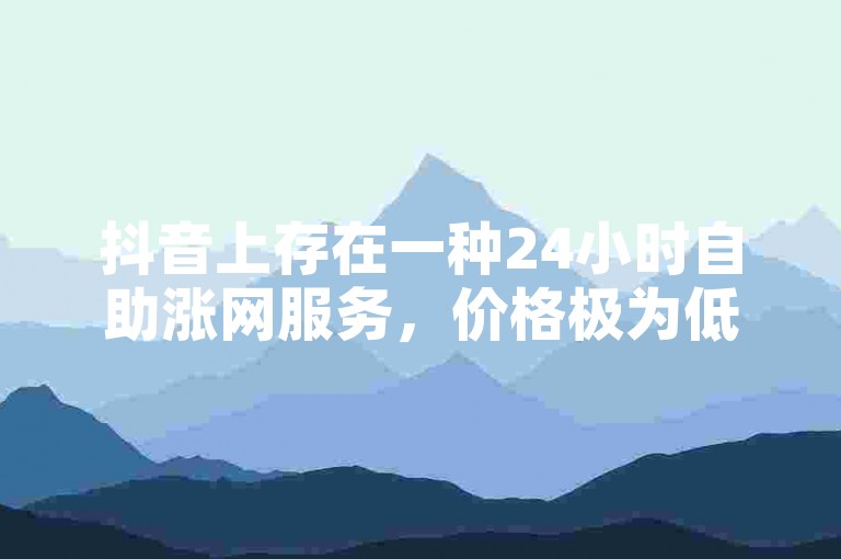抖音上存在一种24小时自助涨网服务，价格极为低廉。