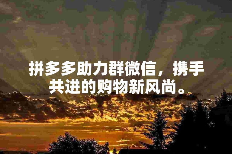 拼多多助力群微信，携手共进的购物新风尚。