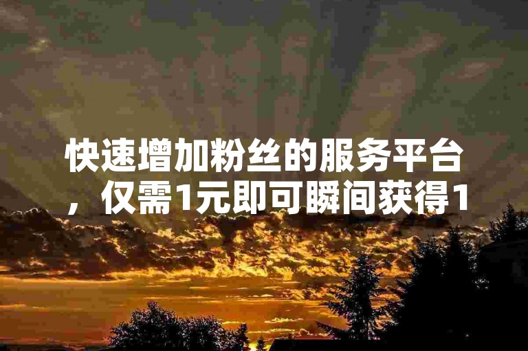 快速增加粉丝的服务平台，仅需1元即可瞬间获得1000个点赞。