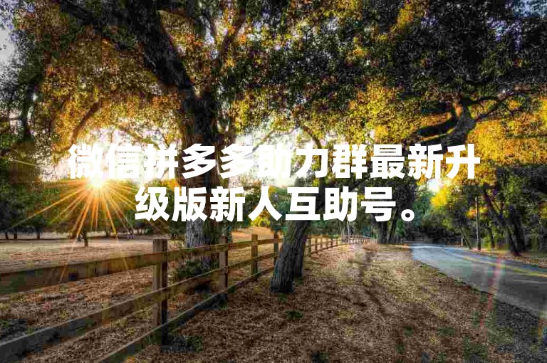 微信拼多多助力群最新升级版新人互助号。