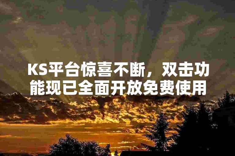 KS平台惊喜不断，双击功能现已全面开放免费使用，让你的互动体验更加流畅无阻！2024年必备技能。