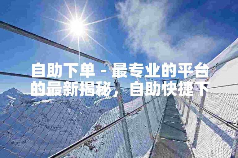 自助下单 - 最专业的平台的最新揭秘，自助快捷下单，专业平台首选！2024必学